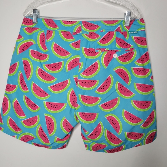 BONOBOS Logo Board Shorts Swimsuit TrunksDrawstring mens 33 Watermelon Pattern - Picture 2 of 13